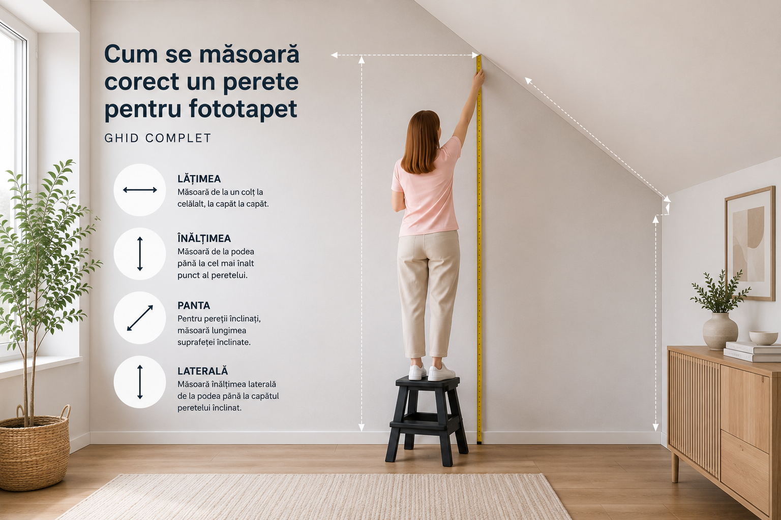 Cum se măsoară corect un perete pentru fototapet – Ghid complet