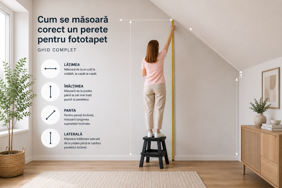 Cum se măsoară corect un perete pentru fototapet – Ghid complet