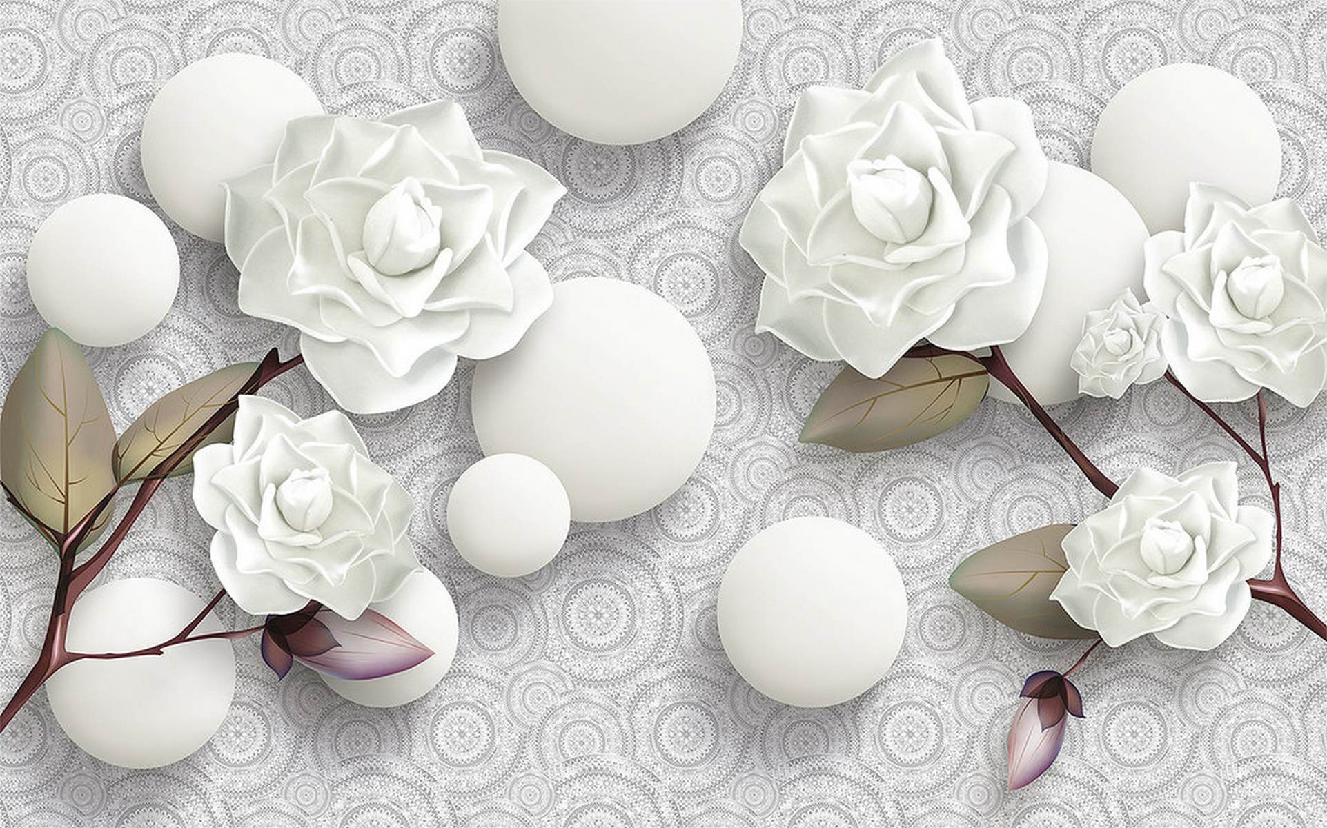 Trandafiri albi cu sfere decorative