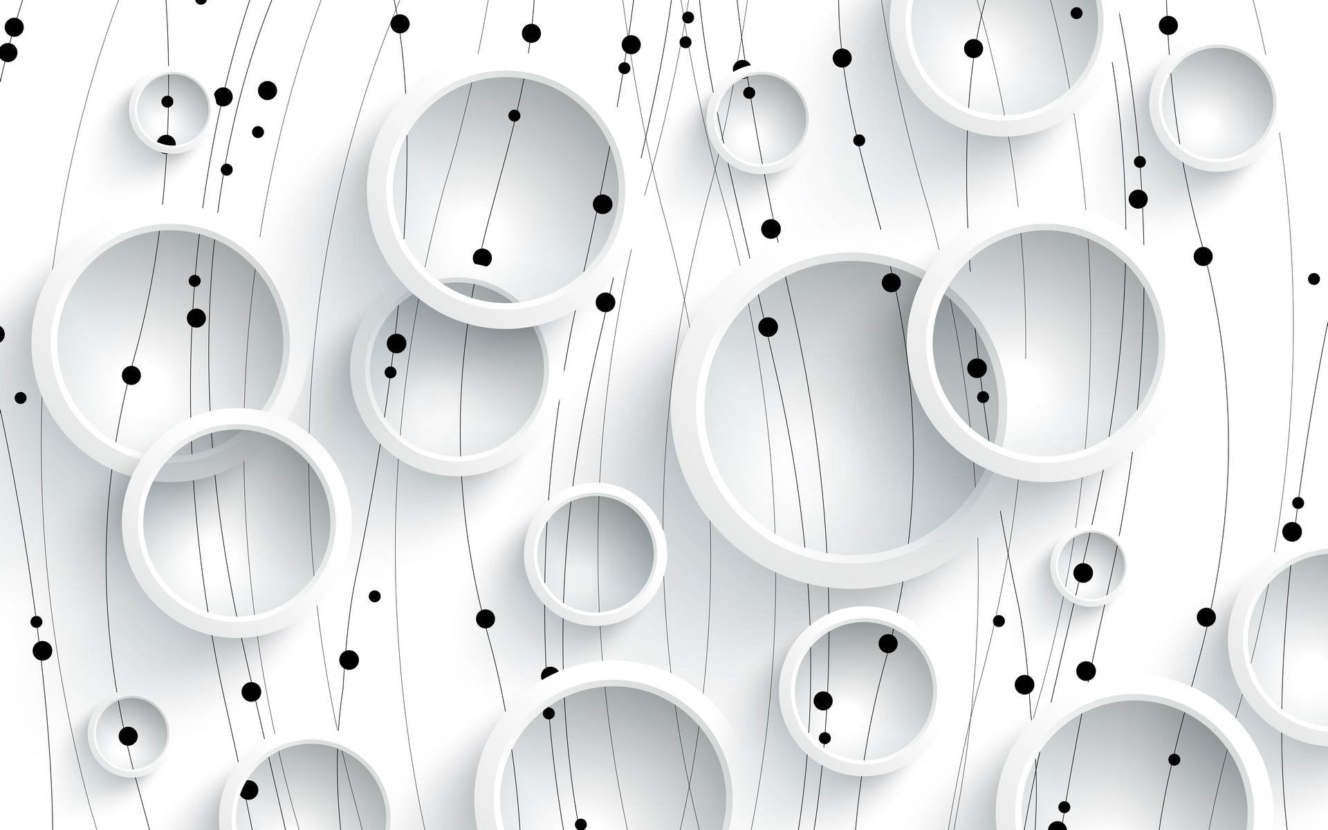 Cercuri abstracte alb-negru 3D