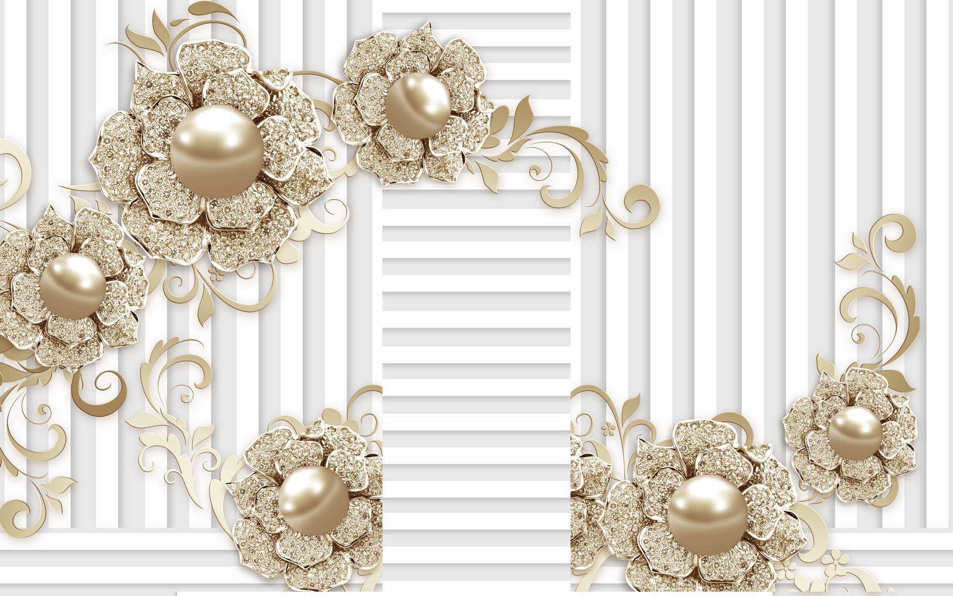 Flori aurii elegante 3D