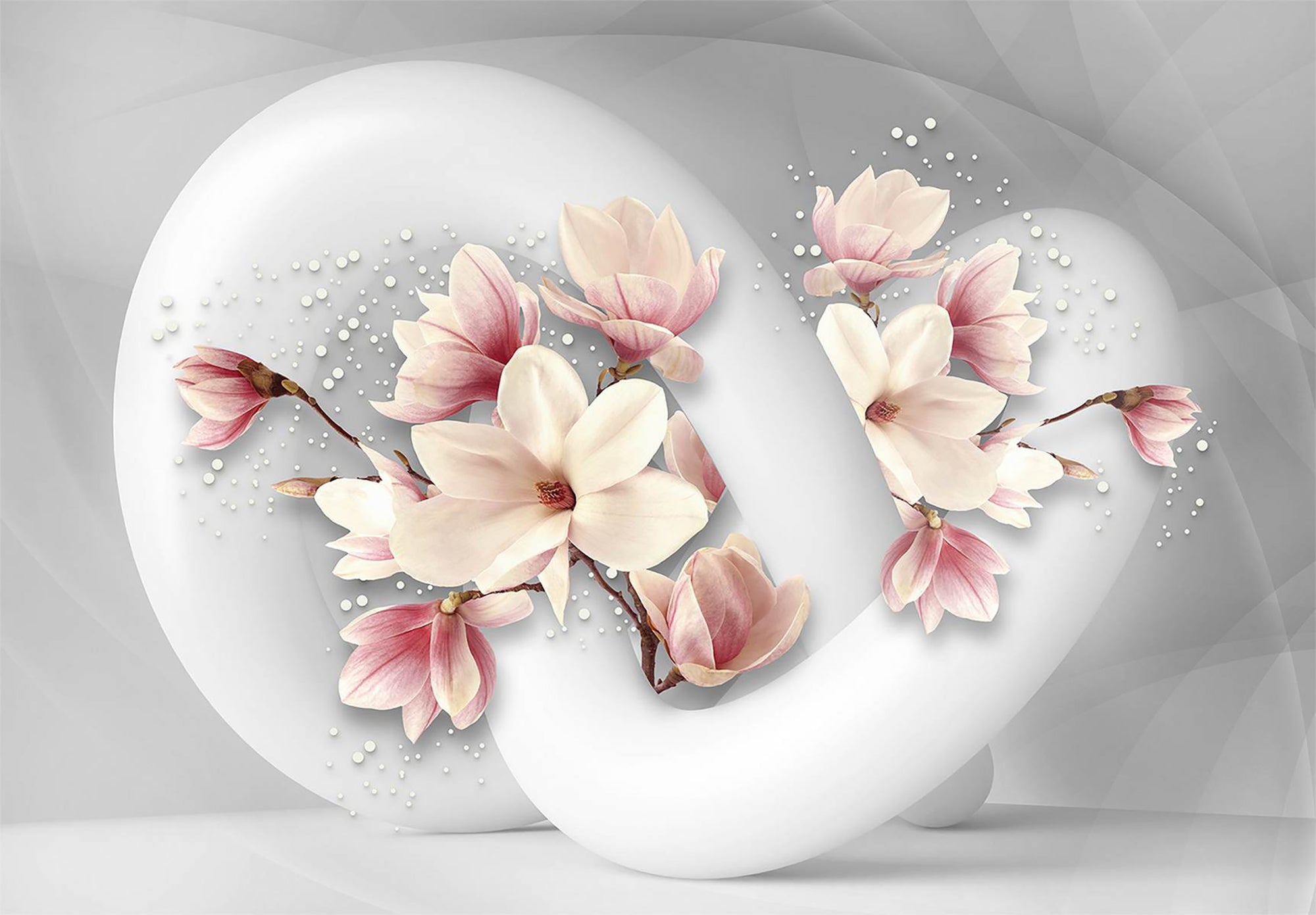 Magnolii roz cu forme abstracte 3D