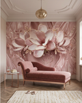 Magnolii roz pe fundal satinat