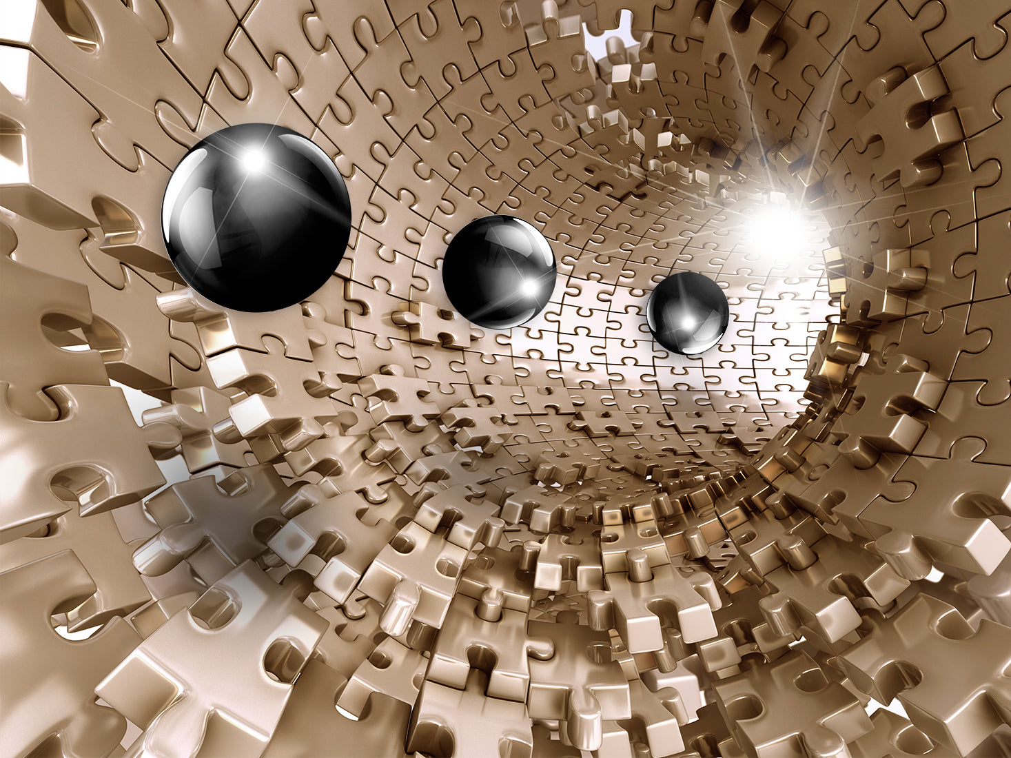 Tunel puzzle 3D cu sfere negre