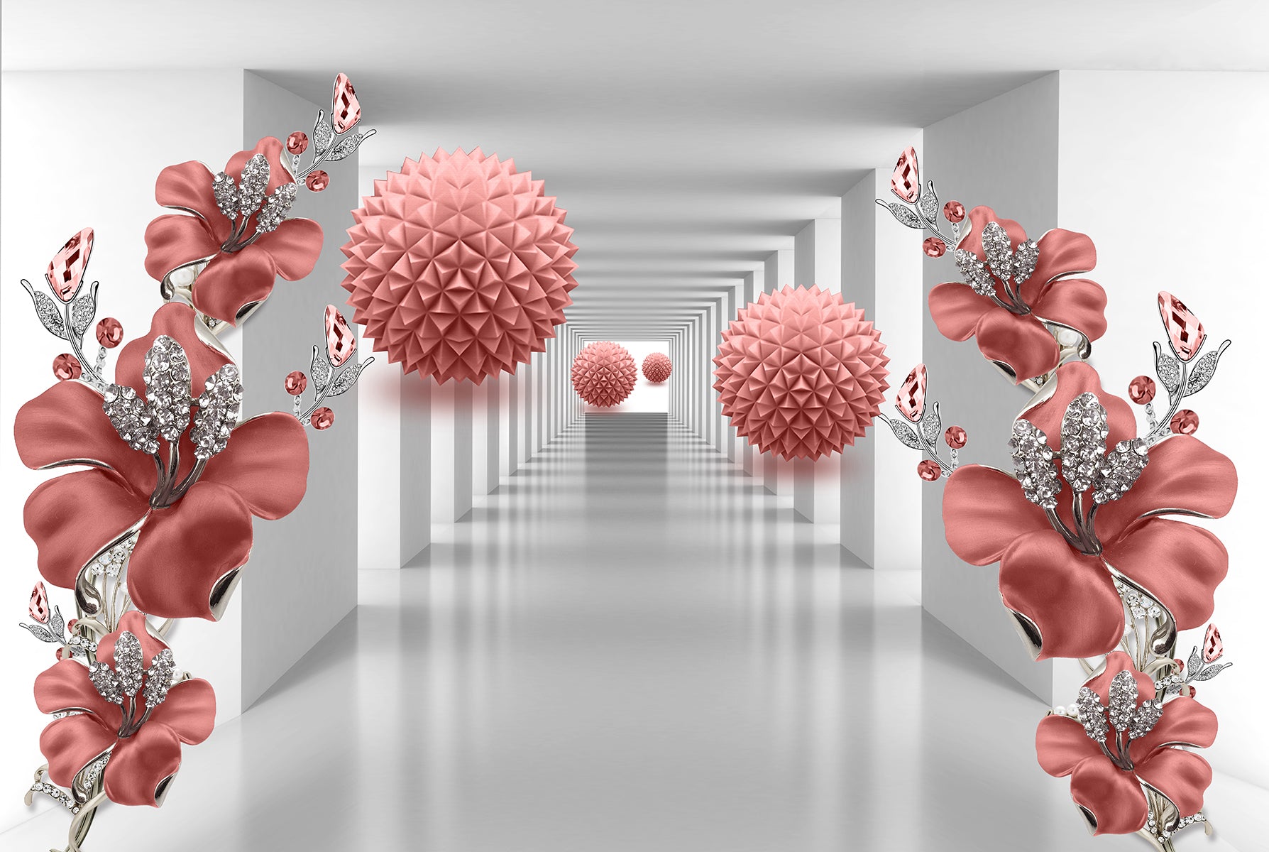 Flori roz și perspective 3D