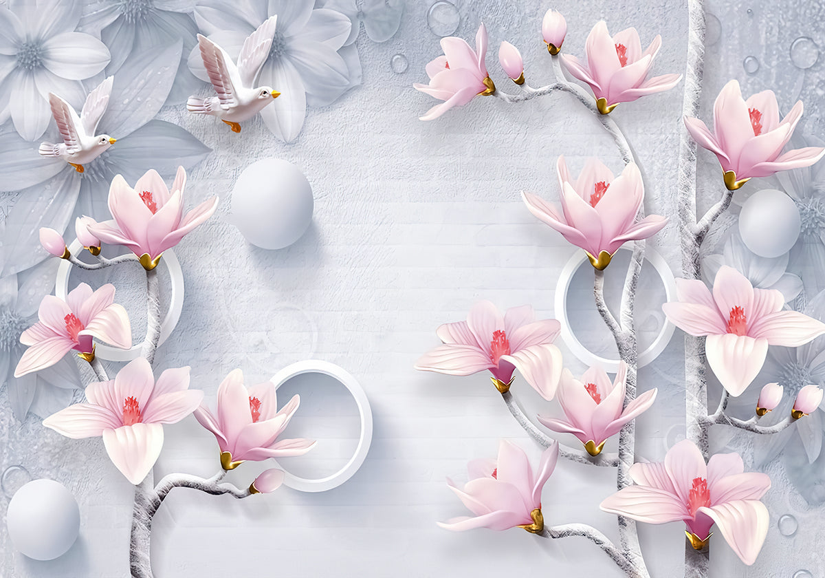 Magnolii roz 3D elegante