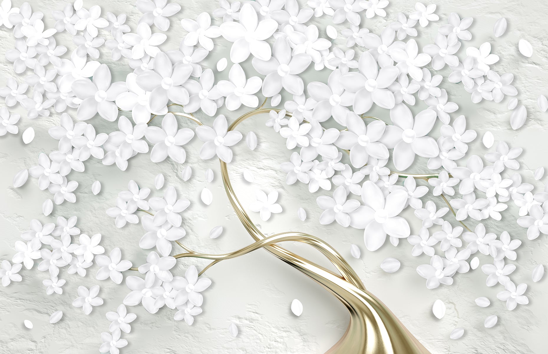 Copac floral alb elegant 3D