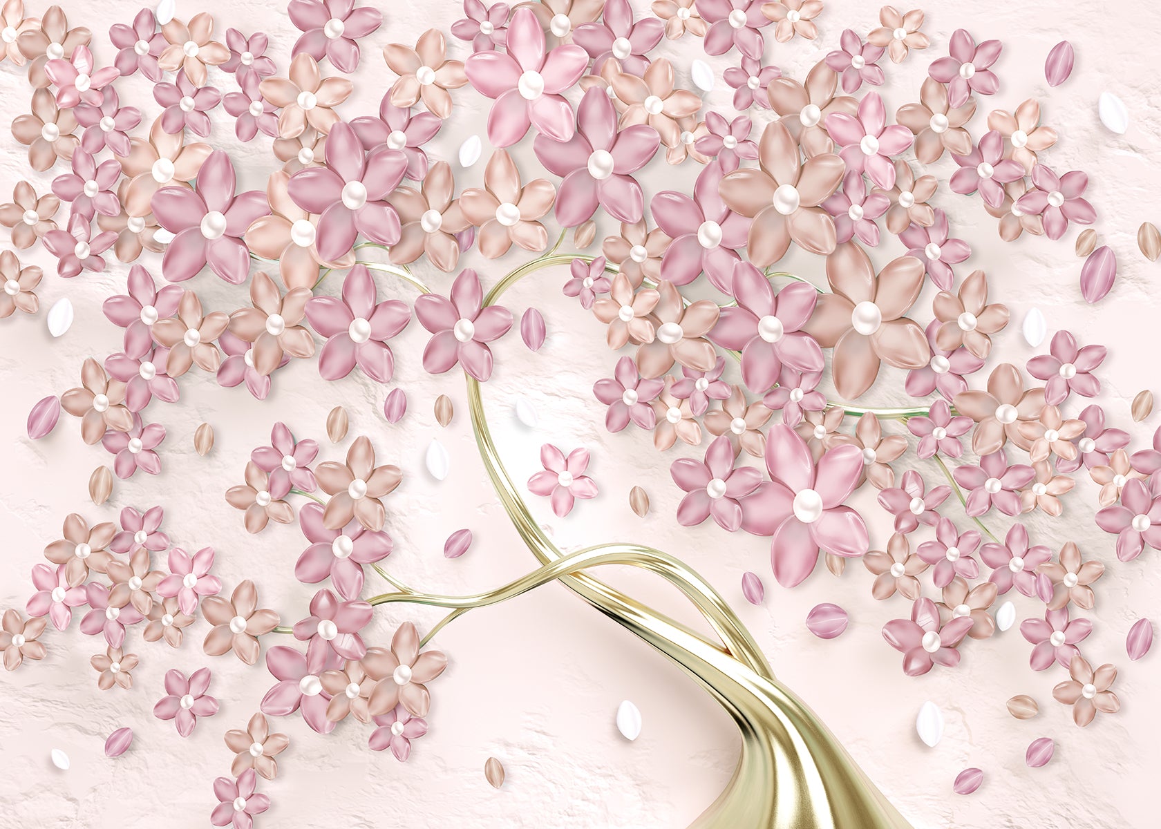 Copac floral roz pastel 3D