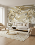 Flori luxoase aurii pe satin 3D