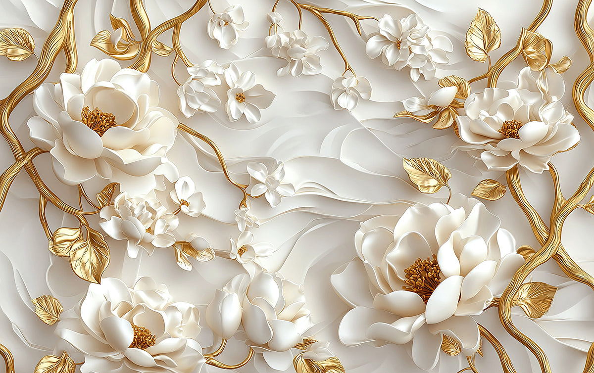 Magnolii elegante și elemente aurii
