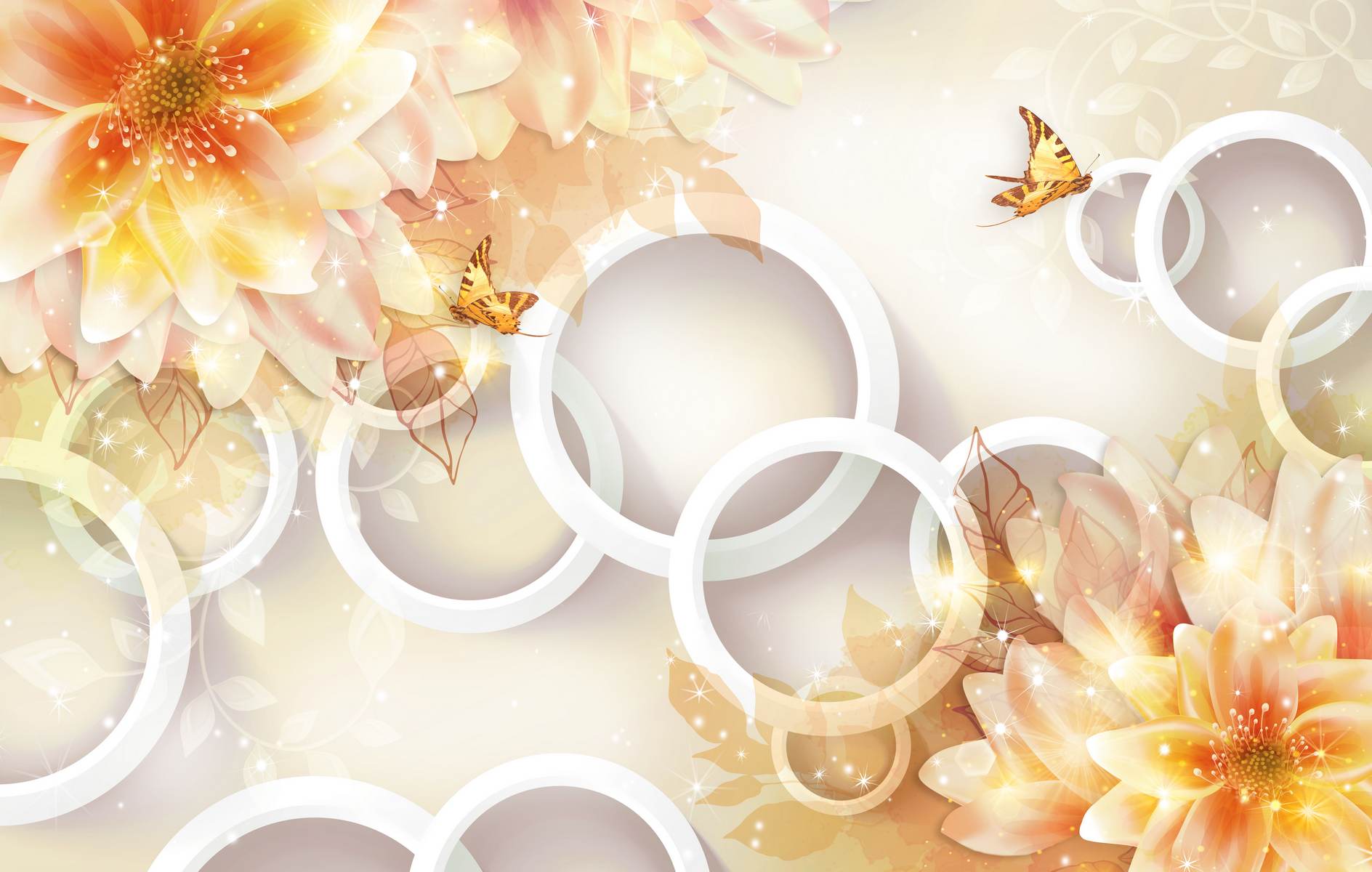 Flori aurii cu cercuri 3D