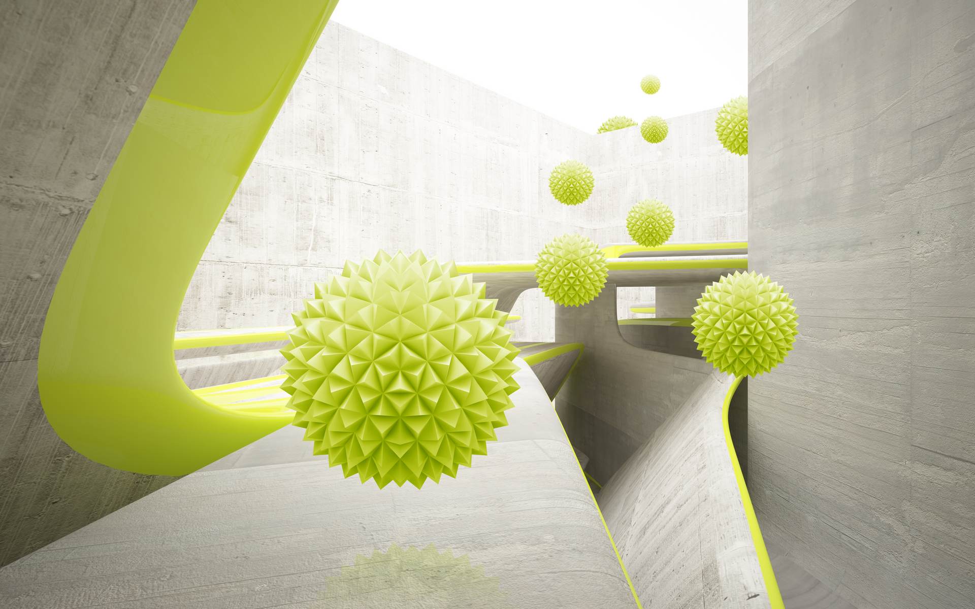 Sfere verzi abstracte 3D
