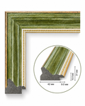 Baghetă decorativă verde olive cu auriu pentru rame tablouri