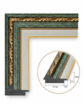 Baghetă decorativă verde patinat-aurie