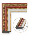 Baghetă decorativă clasică roșu-aurie 51 mm