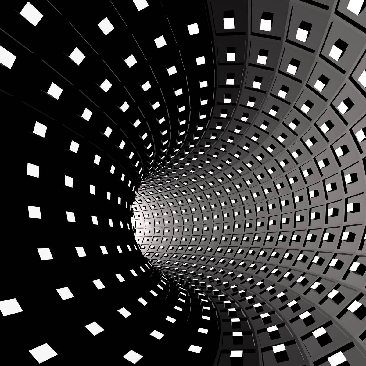 Tunel abstract alb-negru