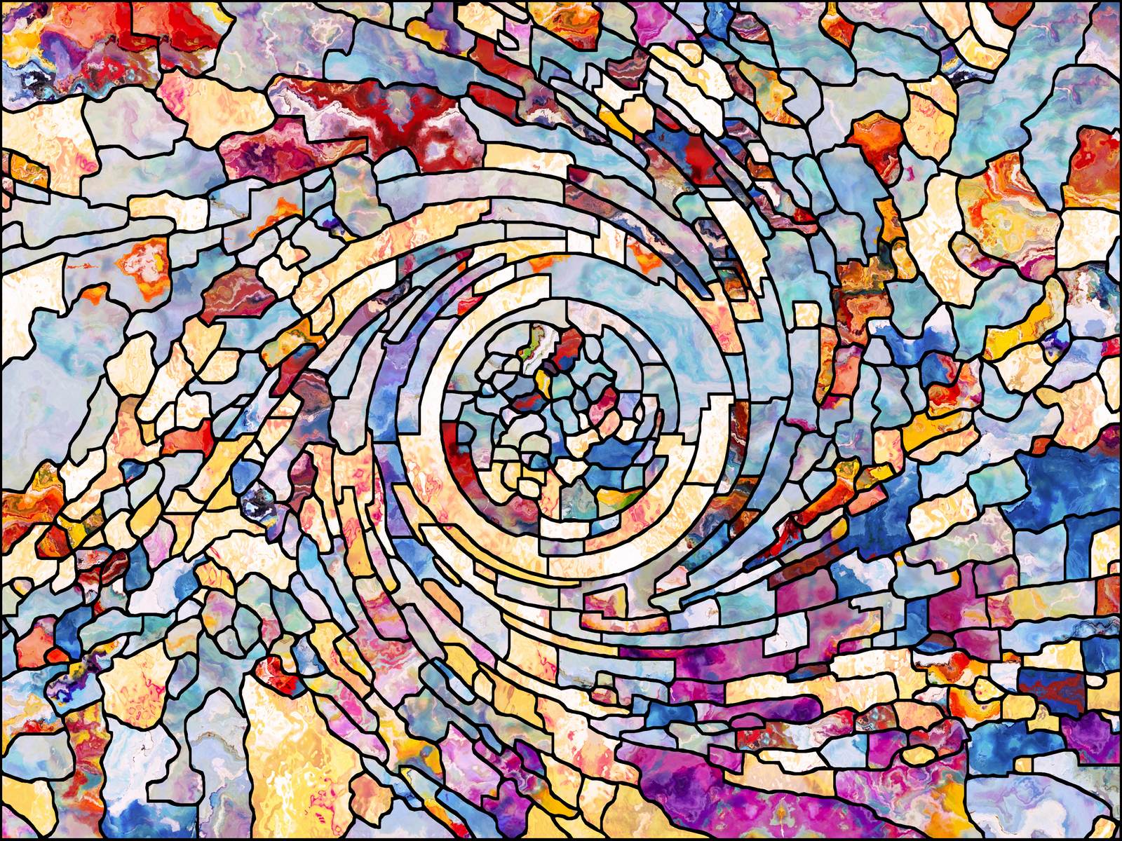 Vârtej abstract din piese colorate