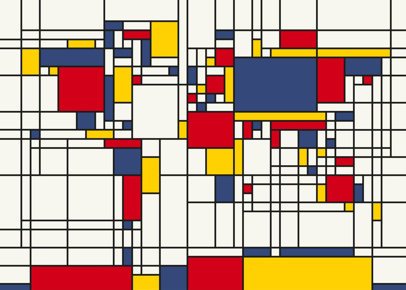 Compoziție Mondrian cu pătrate colorate