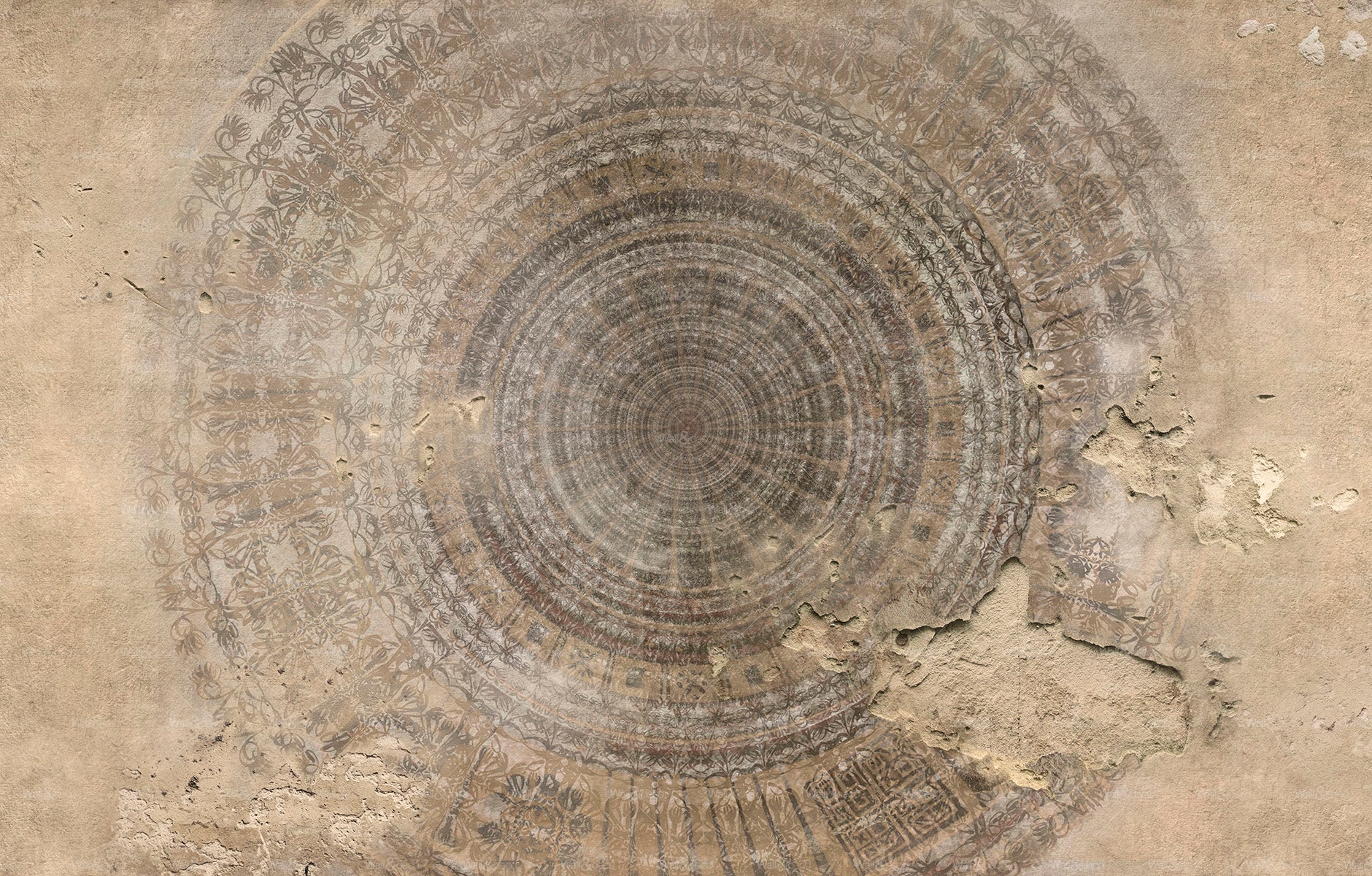 Mandala vintage pe textură bej