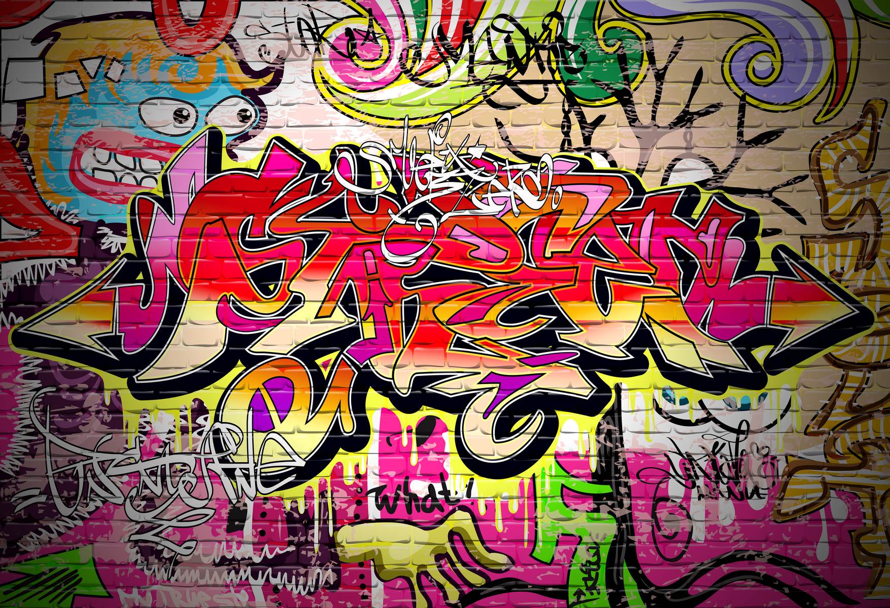 Graffiti colorat pe zid urban
