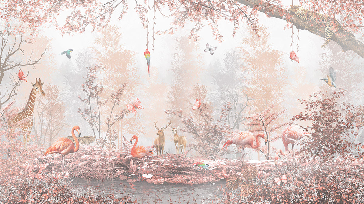 Flamingo roz in pădure