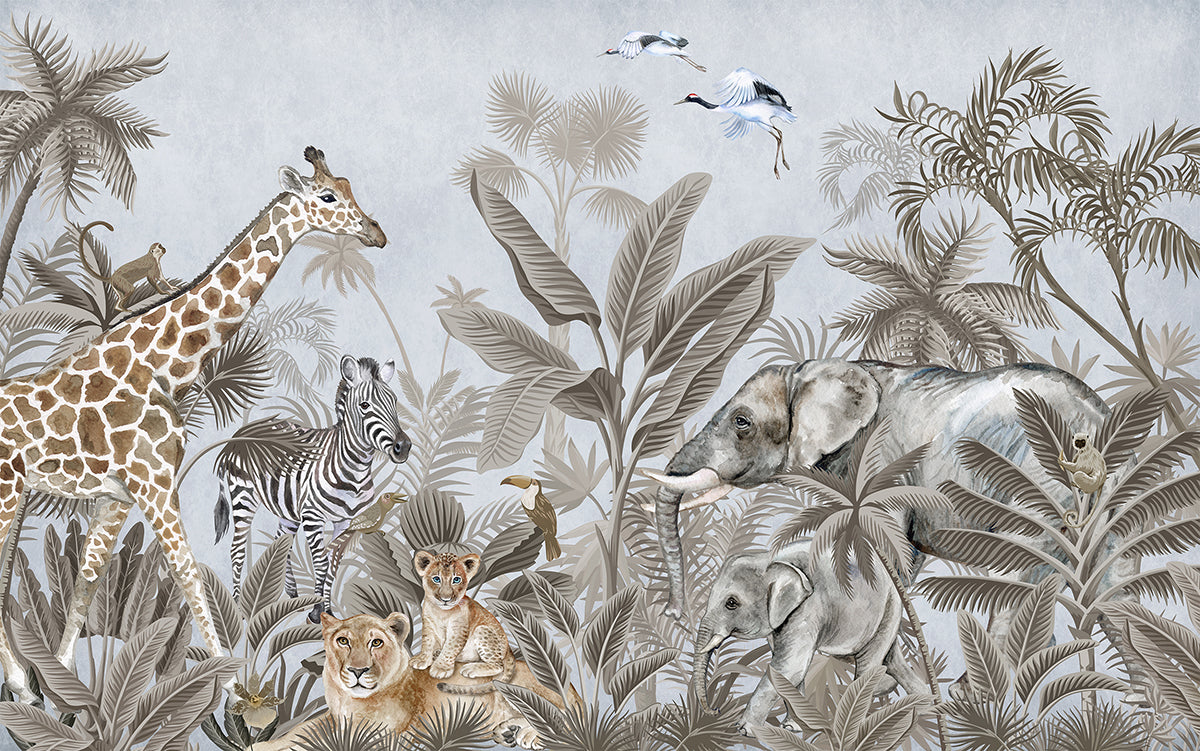Girafe în junglă pastel