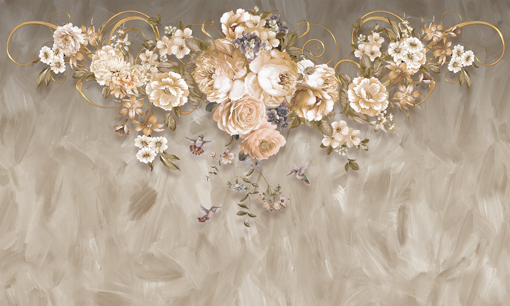 Flori decorative pe fundal bej