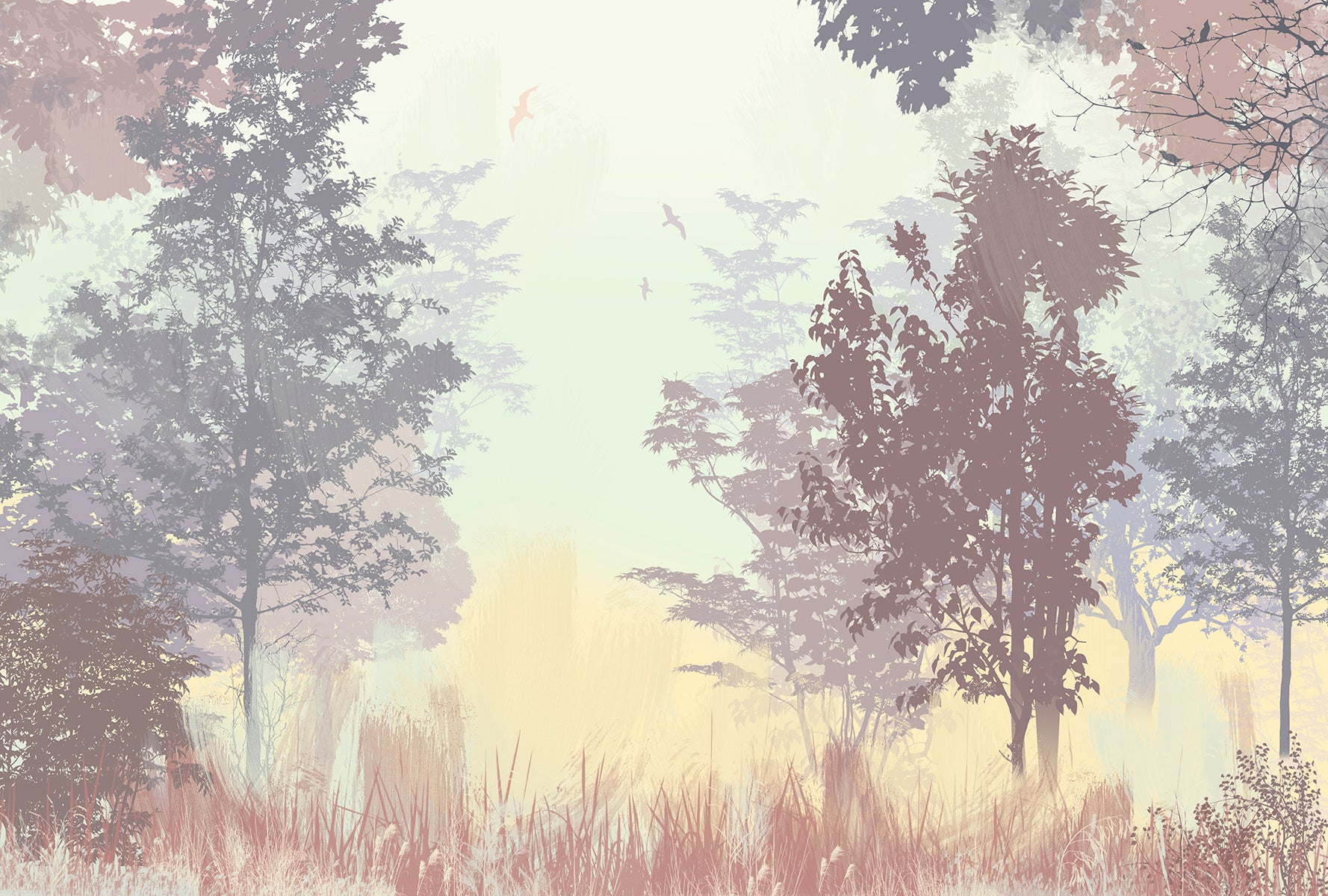 Pădure în culori pastel