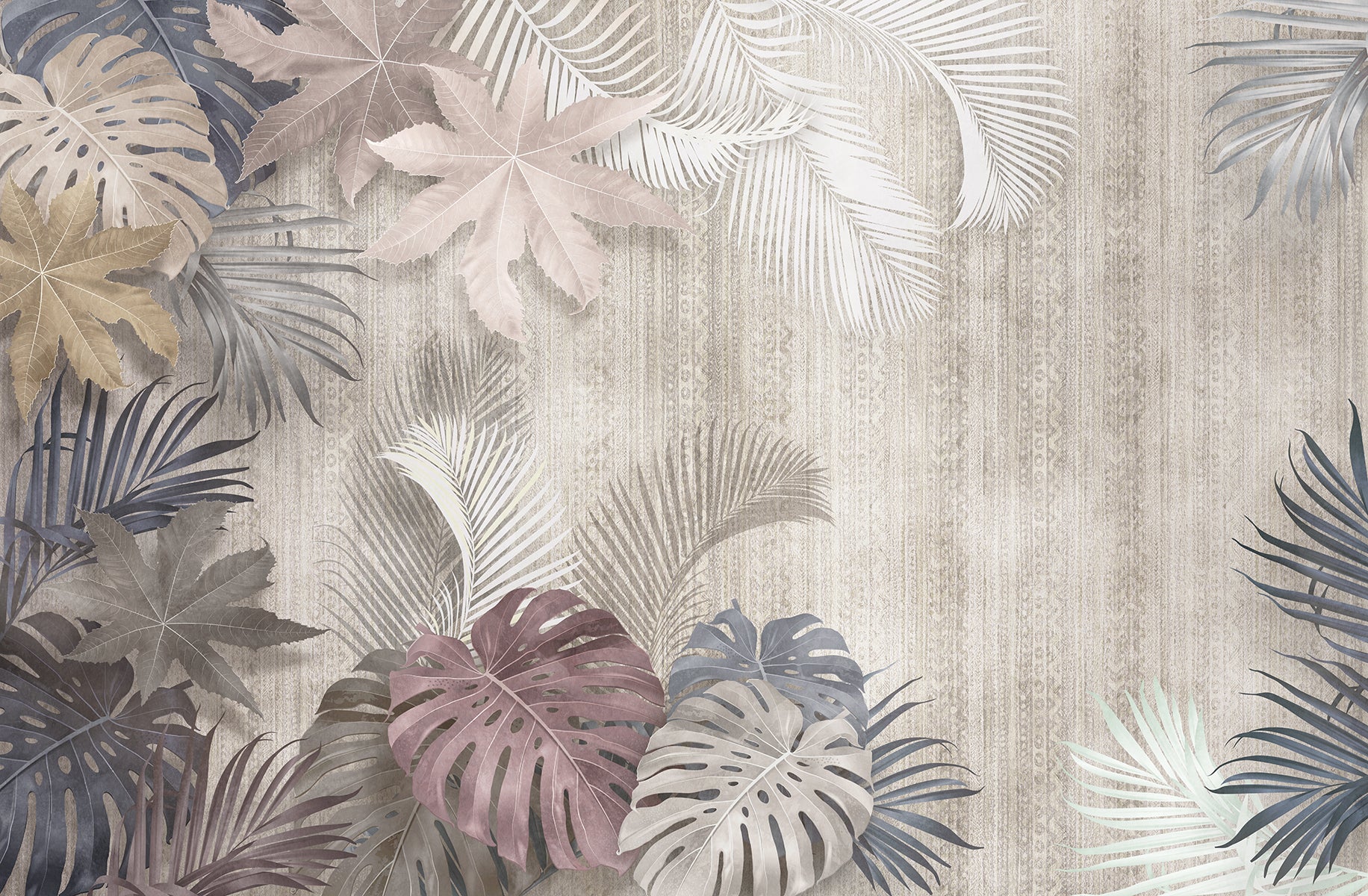 Frunze tropicale pastel pe textură