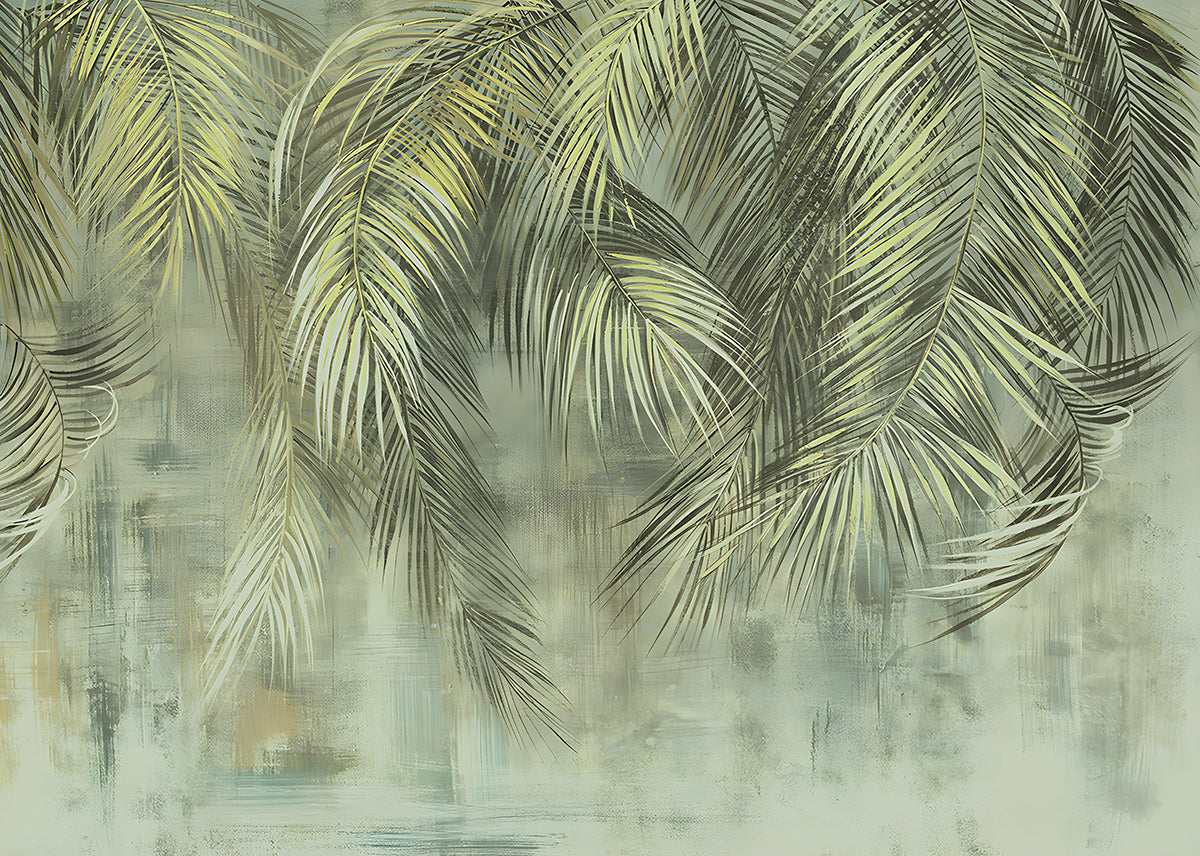 Frunze tropicale verzi în stil artistic
