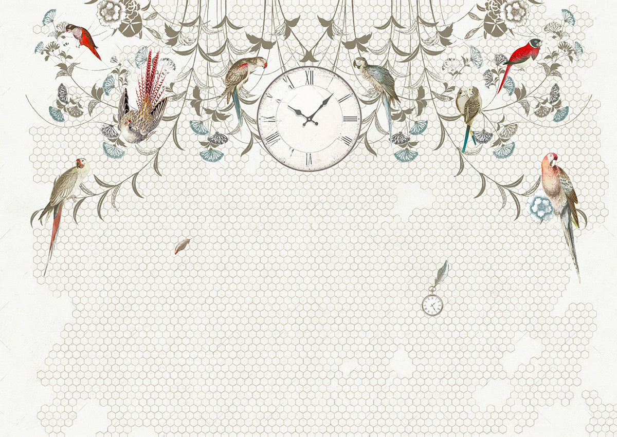 Ornamente florale vintage cu păsări