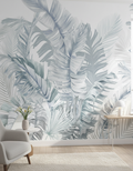 Frunze tropicale albastre pastel