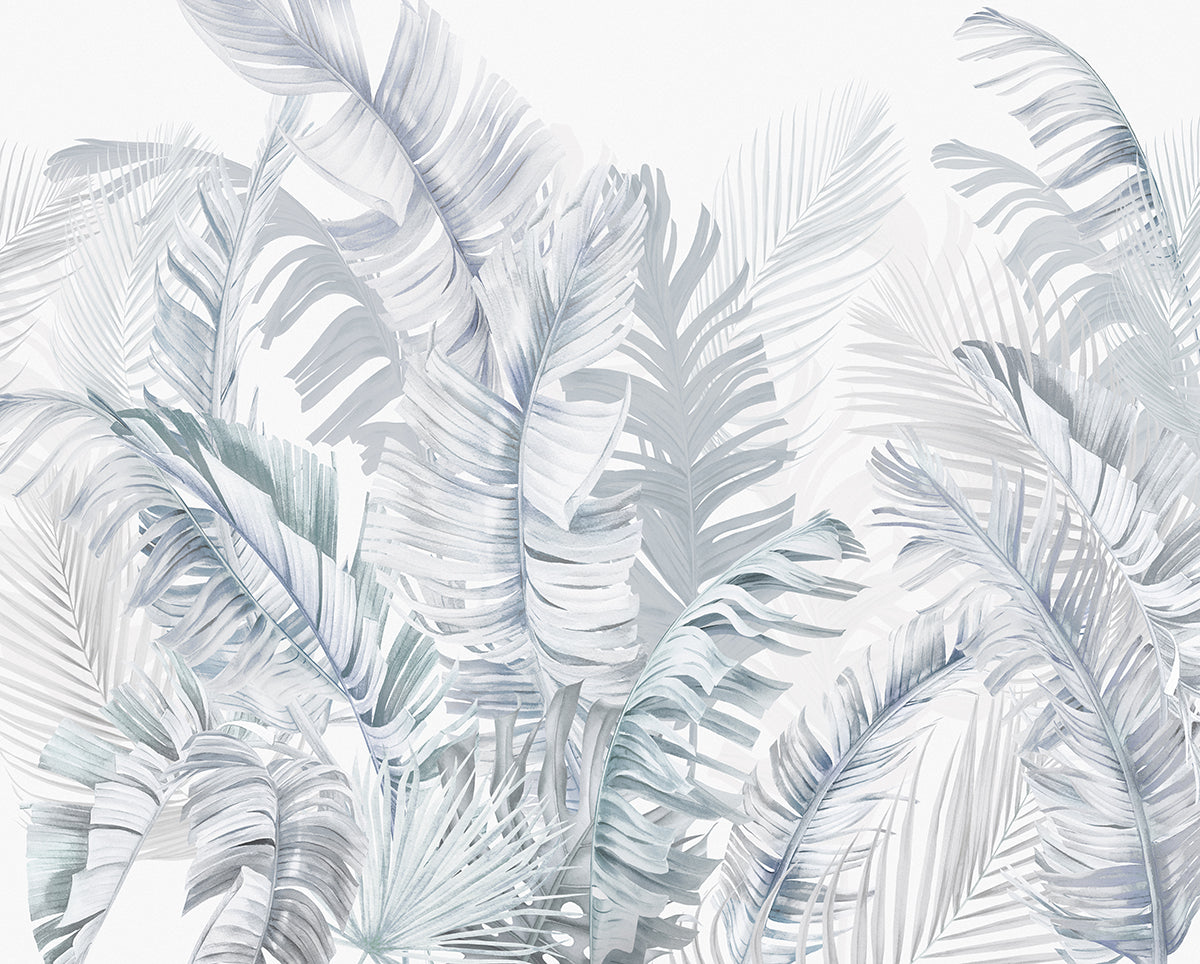 Frunze tropicale albastre pastel