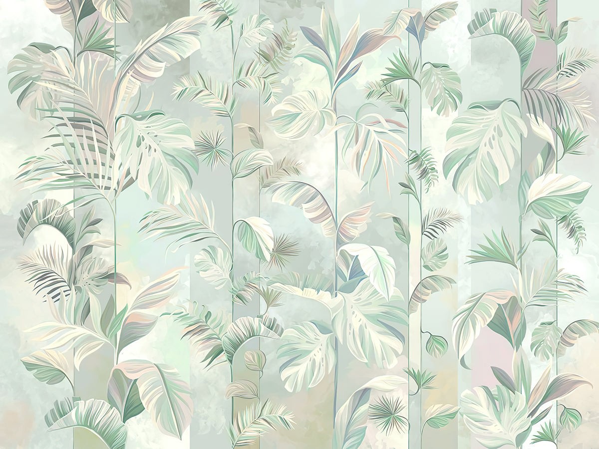 Frunze tropicale verzi pastel