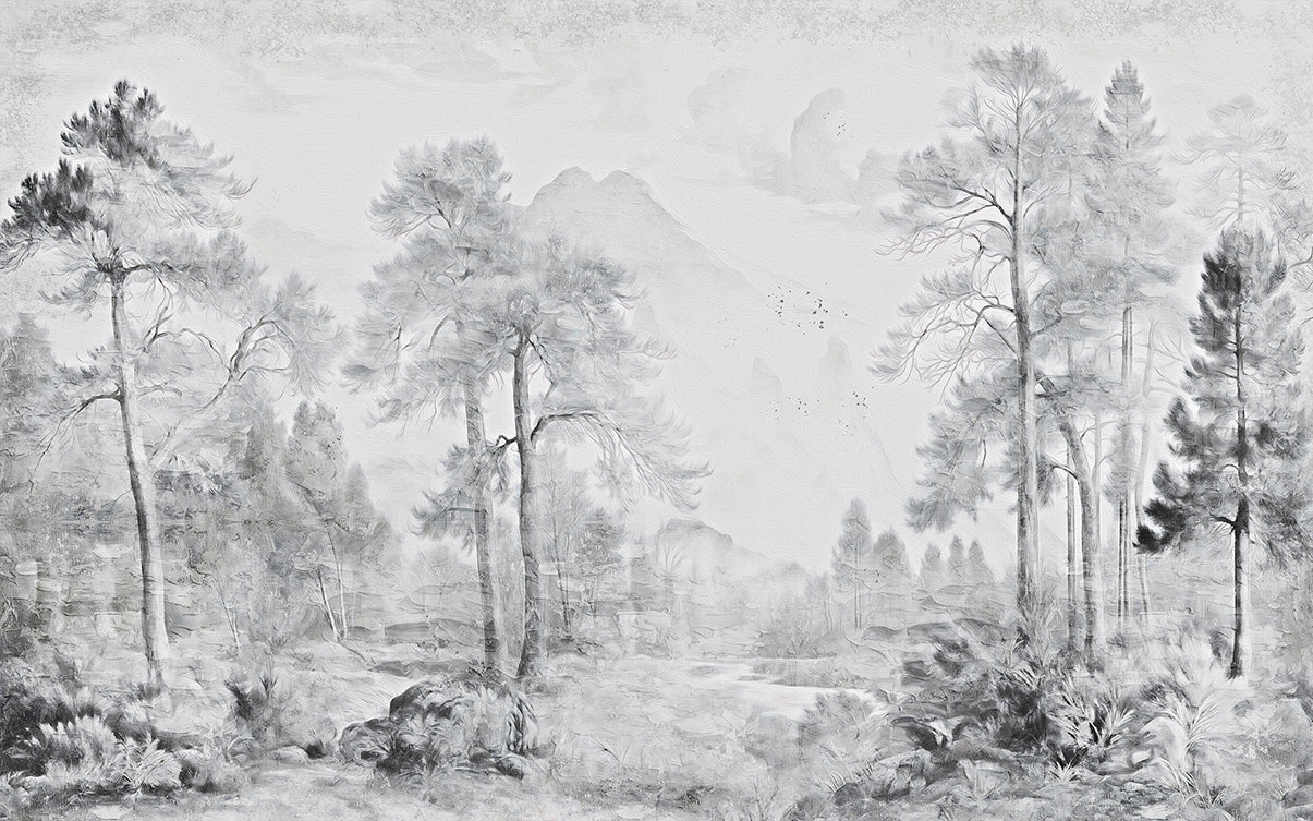 Peisaj forestier monocrom