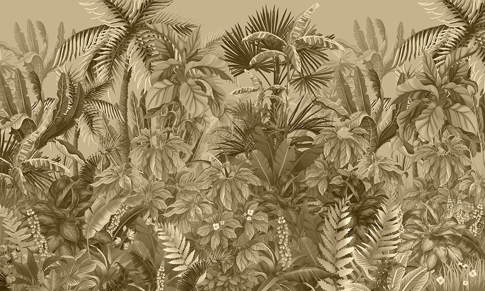 Junglă sepia cu frunze tropicale