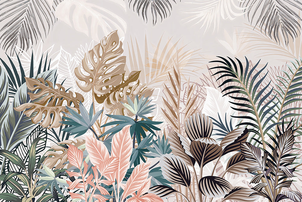 Frunze tropicale pastel colorate