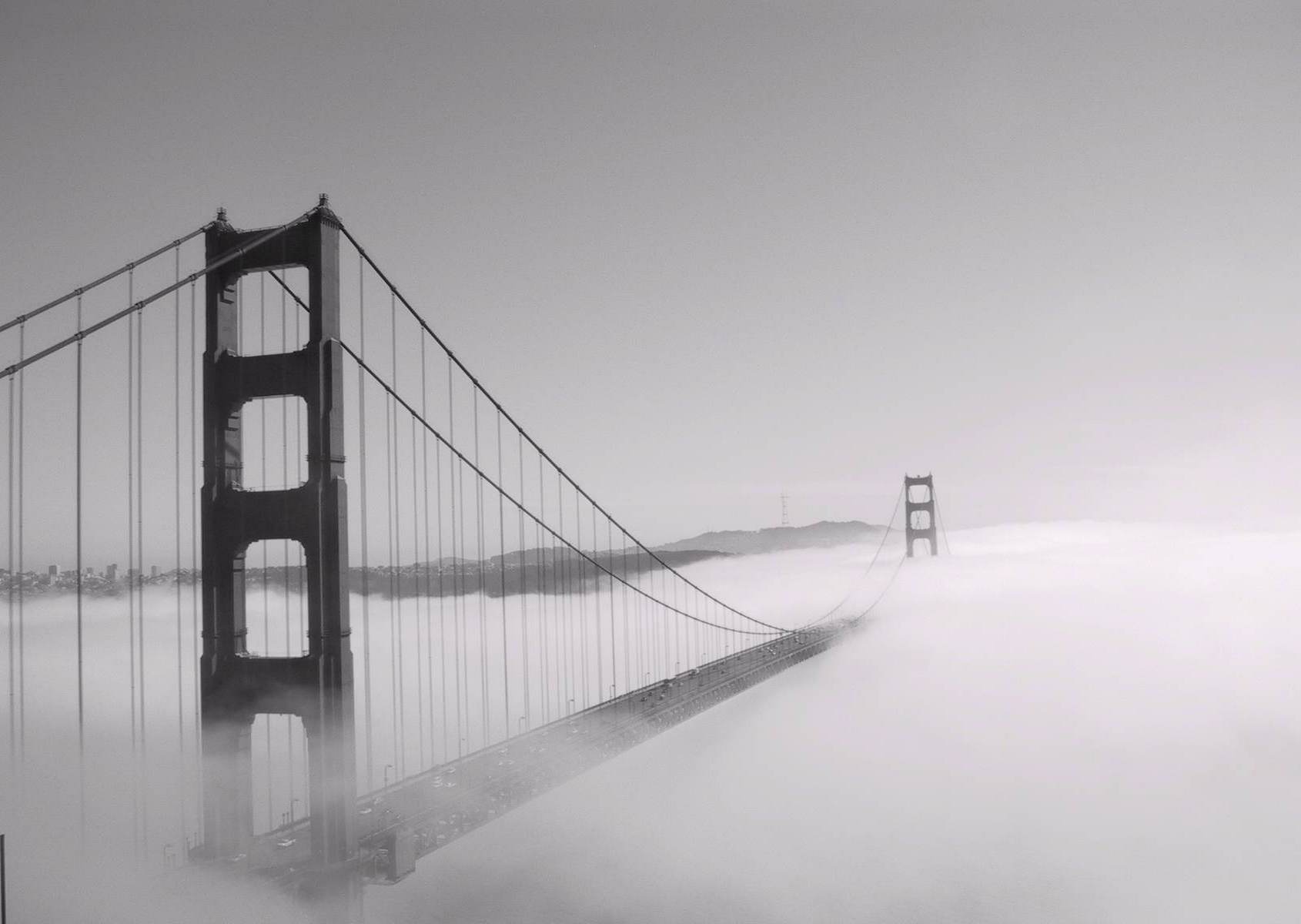 Golden Gate în ceață albă