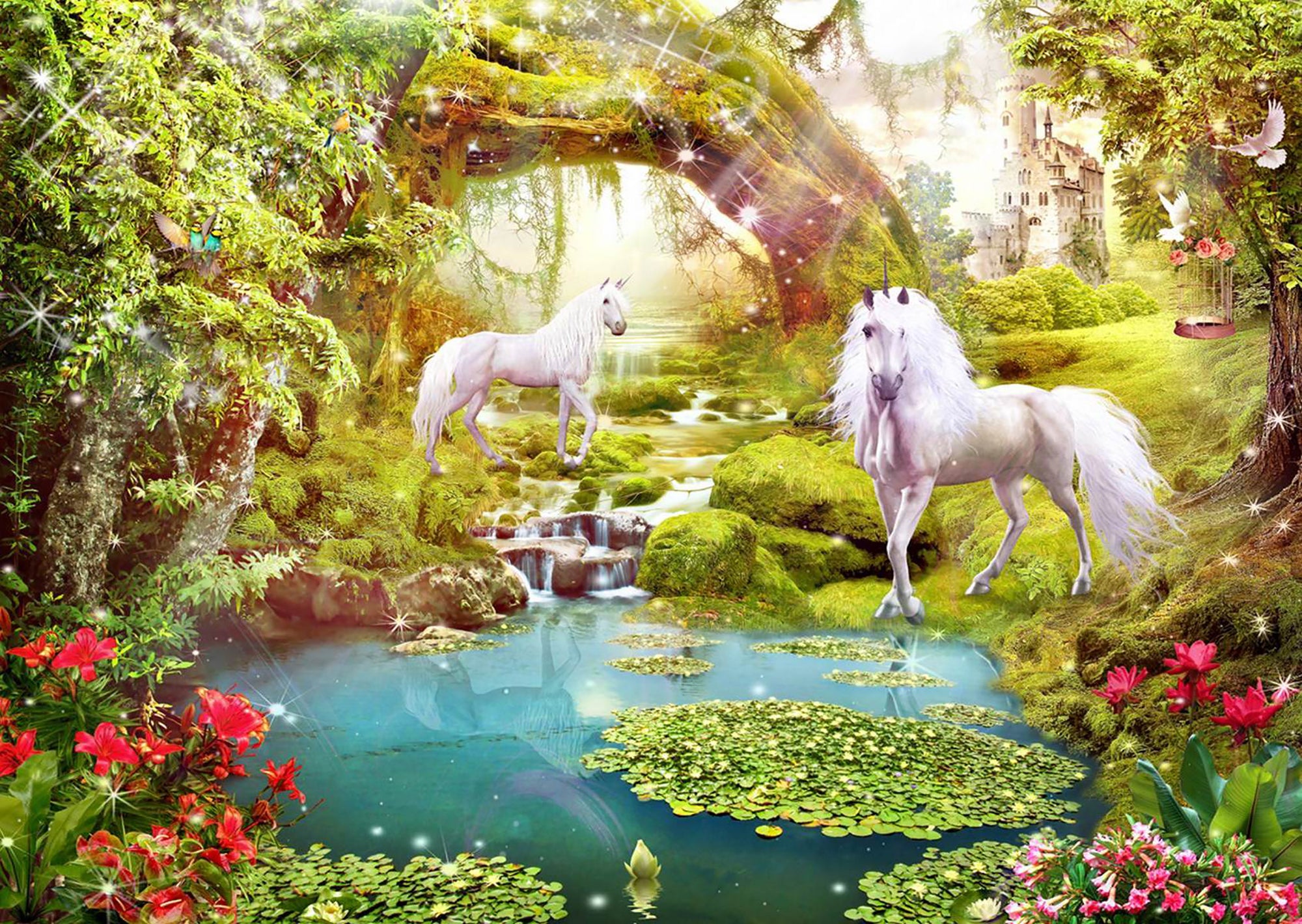 Unicorn în pădure magică