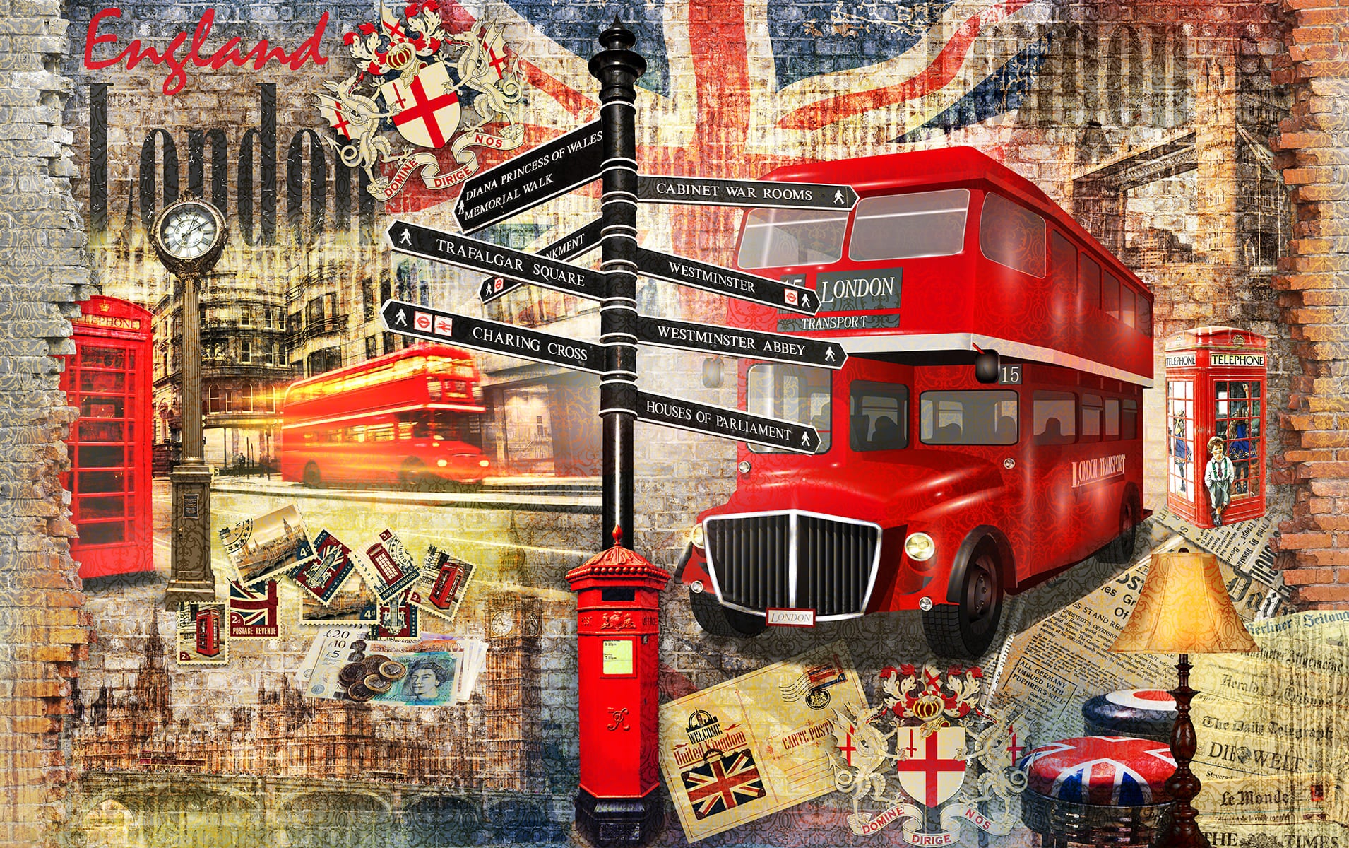 Stradă londoneză cu autobuz roșu