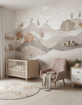 Peisaj minimalist cu dealuri pastel