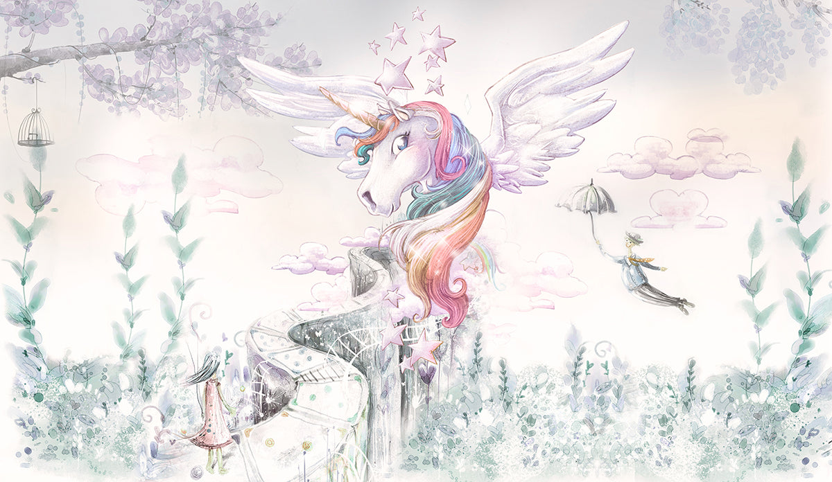 Unicorn înaripat pastel