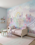 Peisaj pastel cu lame și munți colorați