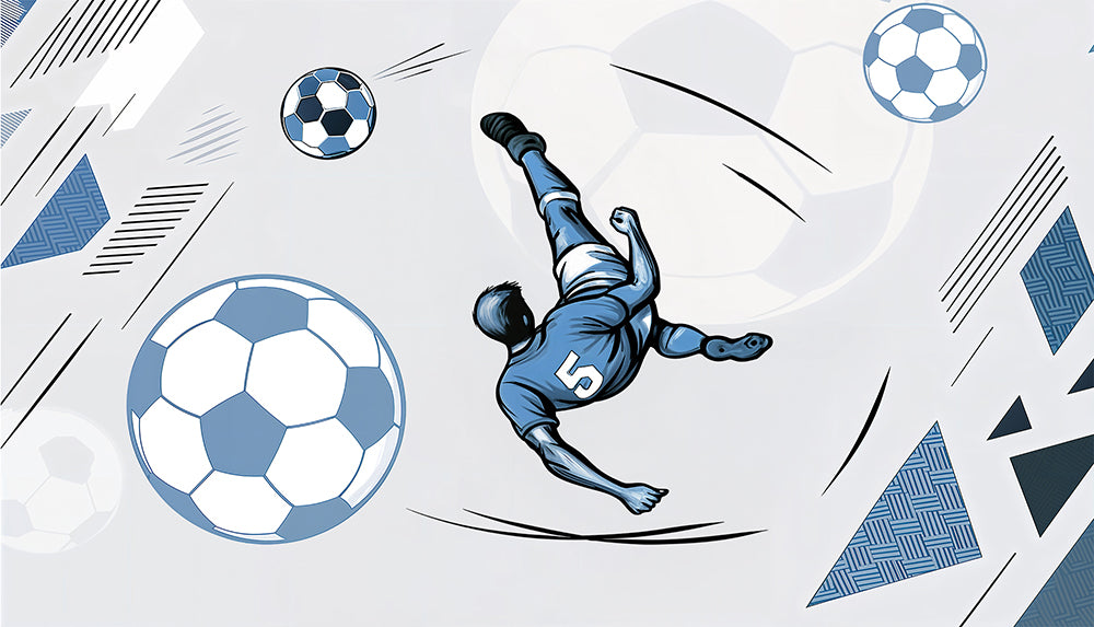 Fotbalist în decor geometric