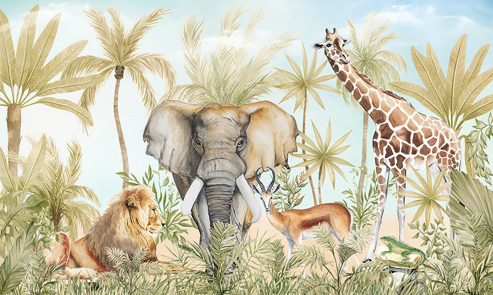 Animale safari în peisaj tropical