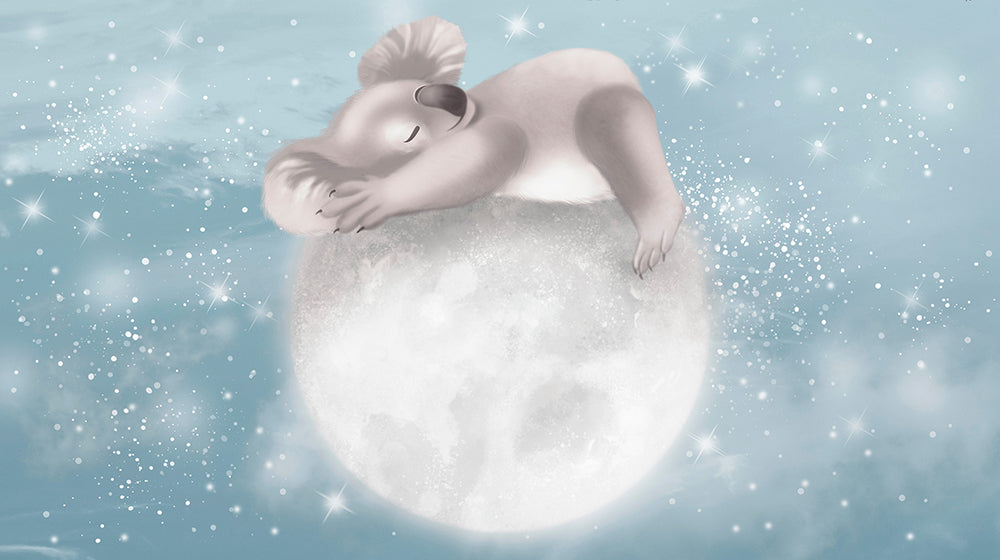 Koala adormită pe luna strălucitoare