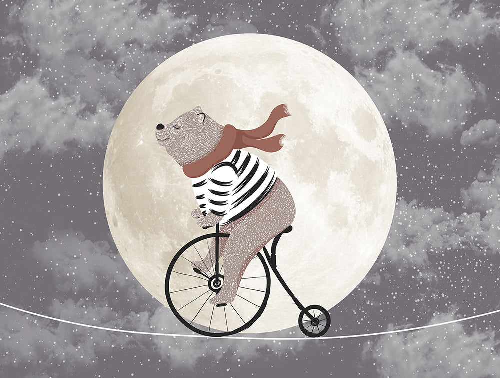 Ursuleț pe bicicletă sub luna plină