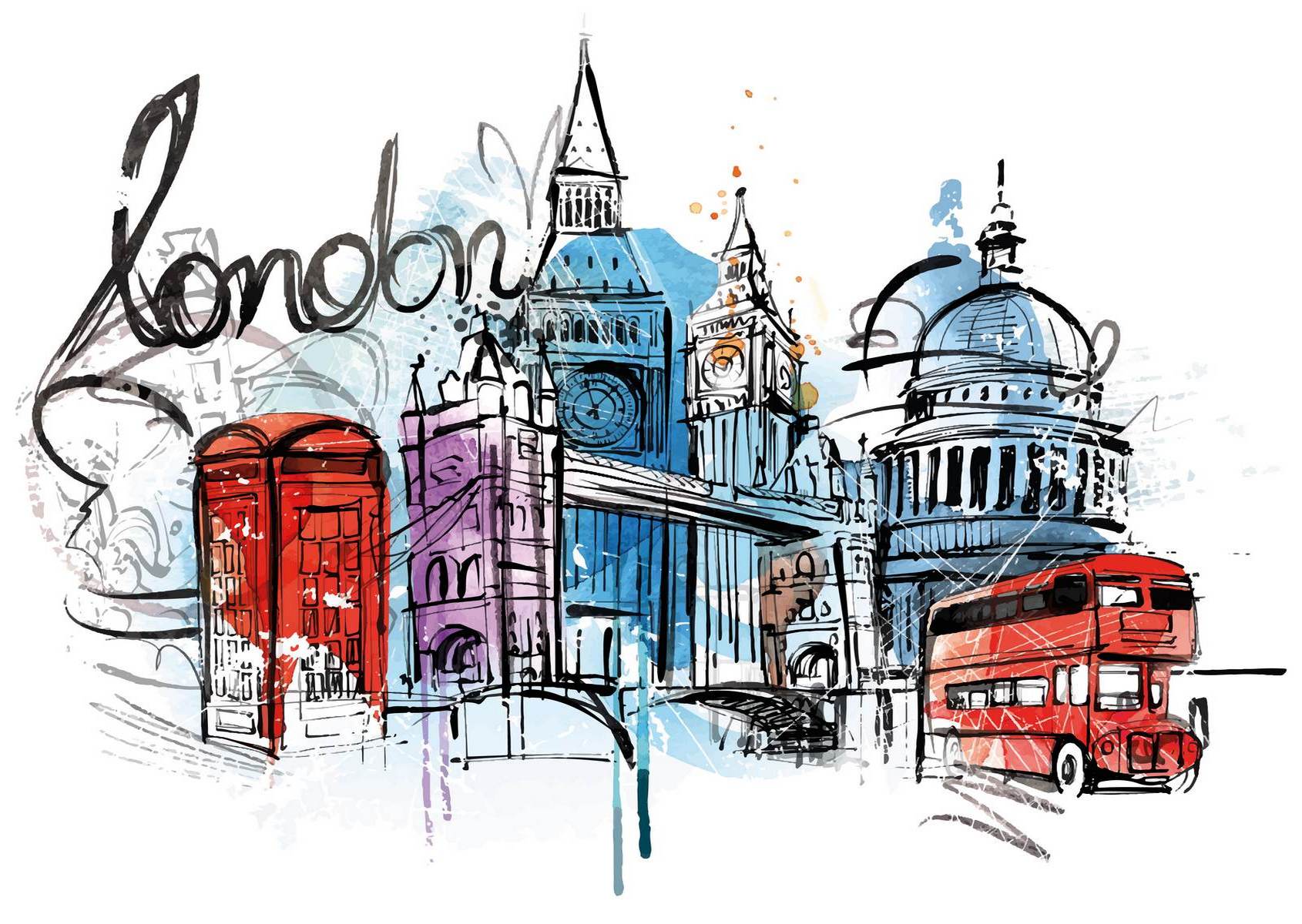 Londra desenată cu accente roșii