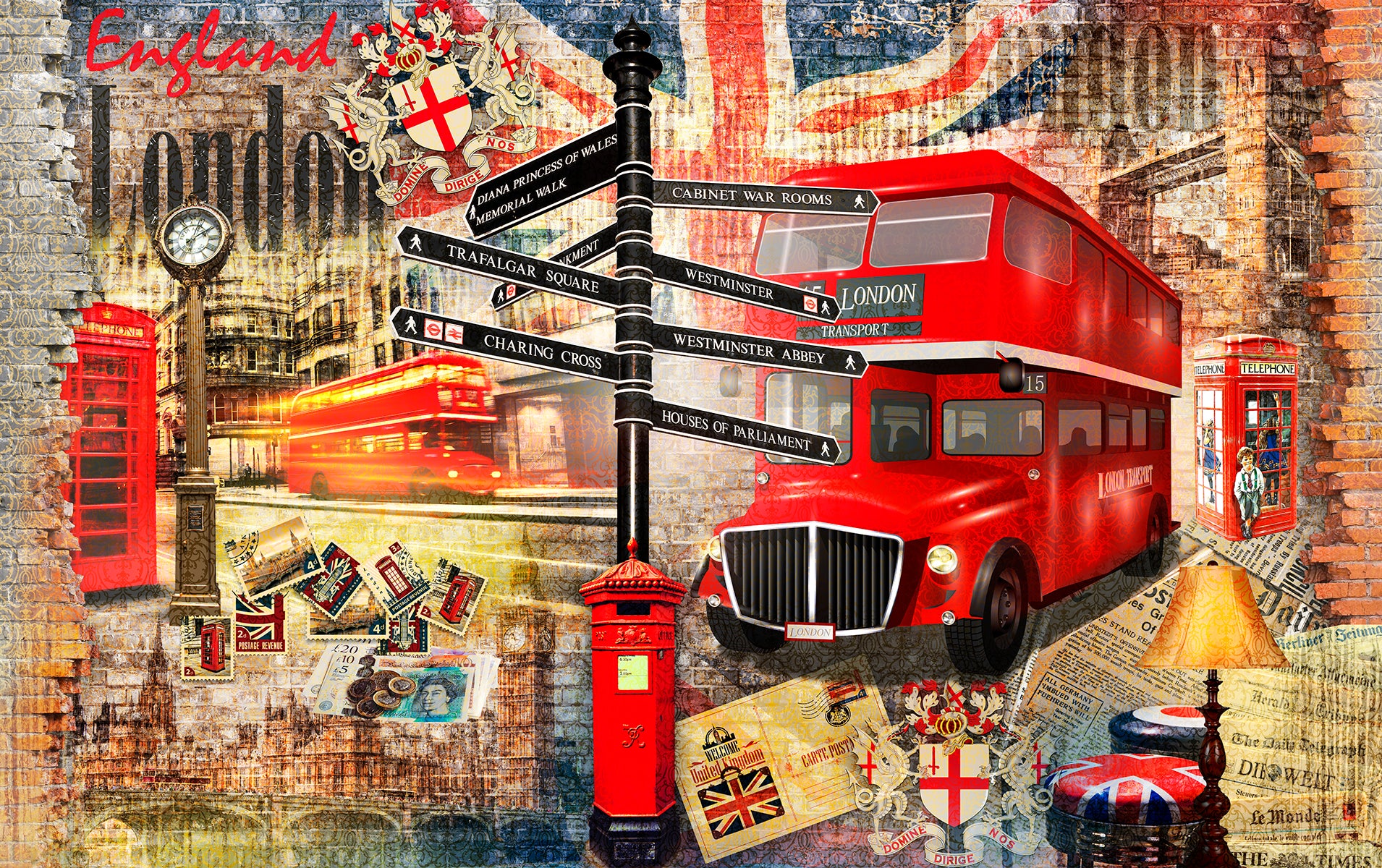 Londra vintage cu accente roșii