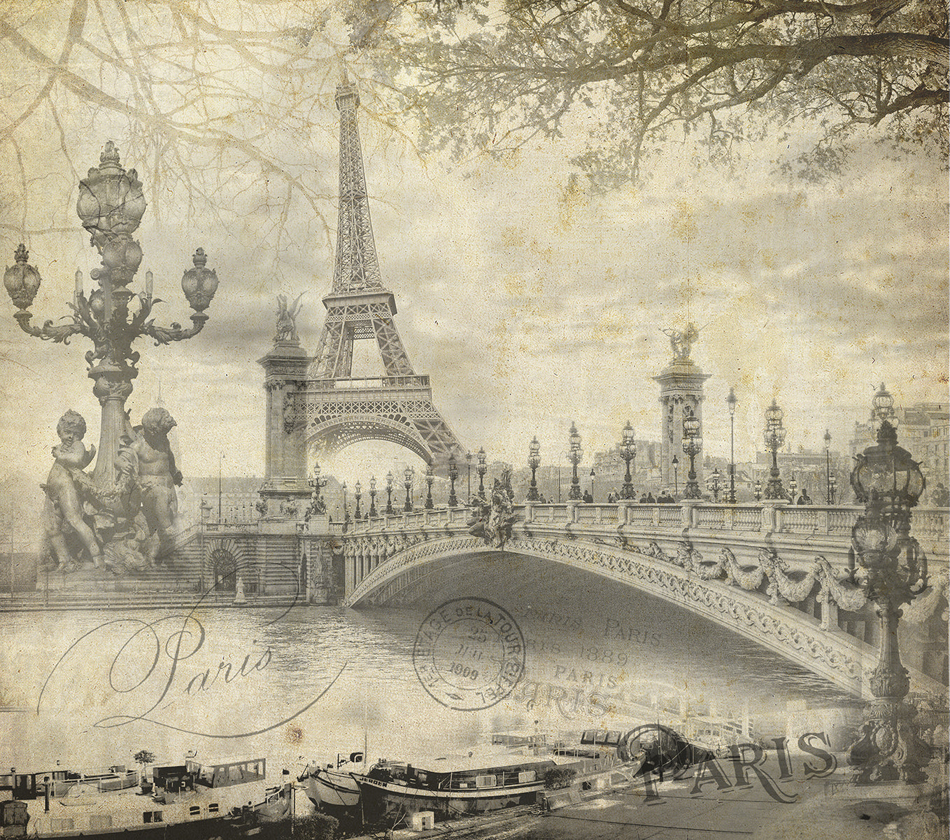 Paris vintage cu turnul Eiffel